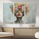 Golden Petal Wall Art Canvas Print - Silhouette Woman Wall