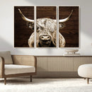 Highland Cow Wall Art Canvas Print, Rustic Farmhouse Decor,