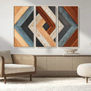 Geometric Wood Art Wall Decor Canvas Print, Rustic Wooden