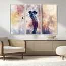 Abstract Watercolor Golf Player Wall Art Canvas Print