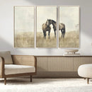 Chines Style Grunge Horses Wall Art Canvas Print
