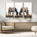 Chines Ink Style Horses Wall Art Canvas Print