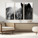 Black Horse in Snow Canvas Print | Winter Horse Wall Art |