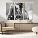 Black and White Horse Winter Wall Art | Ready to Hang and