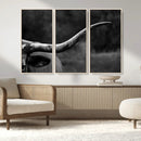 Cow Longhorn Wall Art | Black and White Print | Ready to by MyGreatCanvas | Canvas Wall Art Prints | Photo Prints & Wall Decor