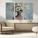 Golden Petal Wall Art - Petal Silhouette Woman Wall Art by MyGreatCanvas | Canvas Wall Art Prints | Photo Prints & Wall Decor