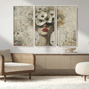 Abstract Floral Women Patel Wall Art Canvas Print