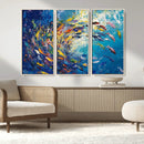 Colorful Swirling Fish School Wall Art Canvas Print |