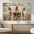 Cute Highland Cow Canvas Wall Art - Rustic Farmhouse Decor