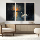 Abstract Swan on Water Wall Art Canvas Print - Elegant