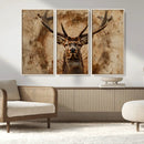 Wood Abstract Deer Wall Art | Rustic Wildlife Canvas Print |