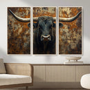 Longhorn Texas Cow Bull Wall Art | Rustic Farmhouse Canvas by MyGreatCanvas | Canvas Wall Art Prints | Photo Prints & Wall Decor