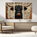 Rustic Texas Artwork Wall Art Canvas Print - Abstract Cow