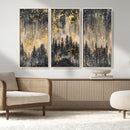 Golden Forest Abstract Wall Art | Dark Forest with Gold