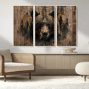 Rustic Grizzly 399 Wall Art | Triptych Canvas Print | Rustic