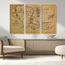 Middle Earth Map Canvas Wall Art – Vintage Fantasy Map
