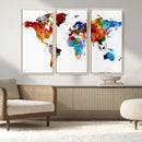 Colorful World Map Canvas Wall Art Print, Contemporary