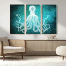 Green Octopus Abstract Wall Art Canvas Print