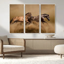 Large Wall Art Canvas Print – Two Running Brown Horses