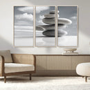 Still Life Black and White Zen Stones Wall Art Canvas,