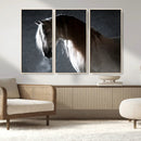 Large Wall Art Cream Colored Horse on Grey Background Canvas