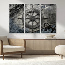 Ship Steering Wheel Vintage Wall Art Canvas Print