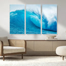 Big Ocean Surfing Wave Wall Art Canvas Print
