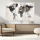 Abstract Map Printing - Modern World Map Canvas Wall Art for