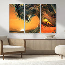 Surf Wave Sunset Canvas Wall Art Print, 3-Panel Ocean by MyGreatCanvas | Canvas Wall Art Prints | Photo Prints & Wall Decor