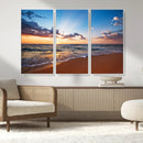 Serene Ocean Sunset Canvas Print, Golden Hour Beach Wall