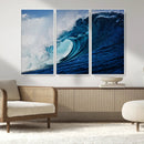 Ocean Wave at Sunset Canvas Art, Large Wall Print of Vibrant