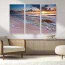 Sea Ocean Sunset Beach Wall Art Canvas Print