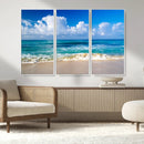 Tropical Beach 3-Panel Canvas Wall Art – Serene Ocean Waves