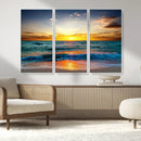 Vibrant Ocean Sunrise Over Golden Beach Waves, Giclee Canvas by MyGreatCanvas | Canvas Wall Art Prints | Photo Prints & Wall Decor