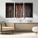 Vintage Ski Gear Canvas Print, Vintage Ski Gear Against