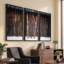 Vintage Ski Gear Canvas Print, Vintage Ski Gear Against