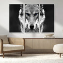 Black and White Wild Wolf Wall Art Canvas Print