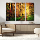 Sunlight Through Trees Wall Art Canvas Print - Autumn Forest