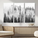 Forest Wall Art Print | Foggy Pine Forest Canvas Wall Art -
