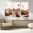 Boho Wall Art Canvas Print Set Mid-Century Prints Bohemian