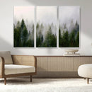 Misty Pine Forest Wall Art Canvas Print | 3 Panel Green by MyGreatCanvas | Canvas Wall Art Prints | Photo Prints & Wall Decor