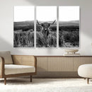 Black and White Highland Cow Canvas Wall Art, Longhorn by MyGreatCanvas | Canvas Wall Art Prints | Photo Prints & Wall Decor