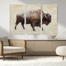 Buffalo Wall Art, Western Bison Canvas Print, Rustic Buffalo