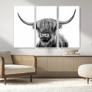 Grayscale Scottish Highland Cow Cattle Art Print Farmhouse by MyGreatCanvas | Canvas Wall Art Prints | Photo Prints & Wall Decor