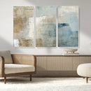 Abstract Blue and Beige Wall Art, Modern Minimalist Canvas