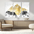 Golden Mountain Triptych Wall Art Canvas Print, Modern