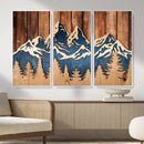 Rustic Wood Style Mountain Wall Art, Nature Forest Canvas