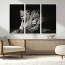 Lion Couple Wall Art Canvas Print – Elegant Black and White