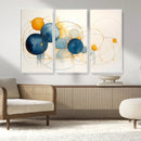 Geometric Blue Orange Abstract Wall Art Canvas, Geometric