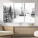 Ski Wall Art - Ski Lift Wall Art Canvas Print Snow Covered by MyGreatCanvas | Canvas Wall Art Prints | Photo Prints & Wall Decor